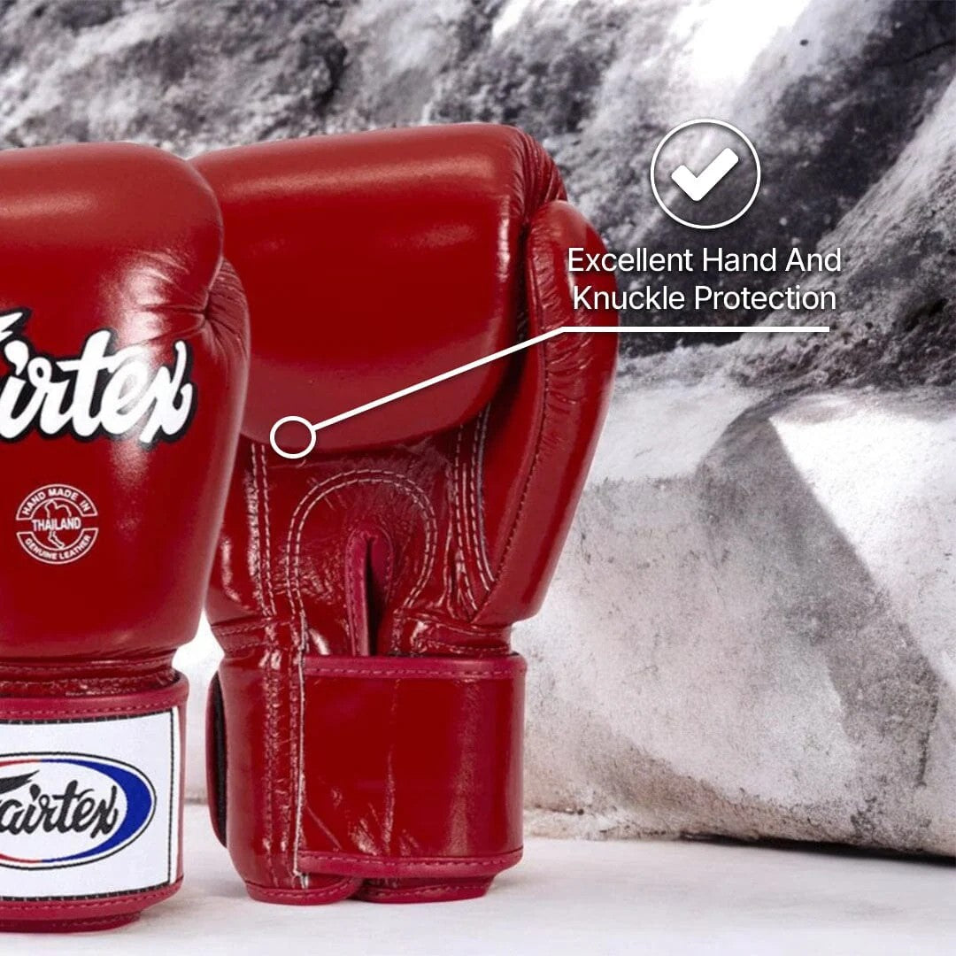 Fairtex BGV1T - Universal Tight Fit MUAY THAI / BOXING GLOVES (Red) Premium Leather
