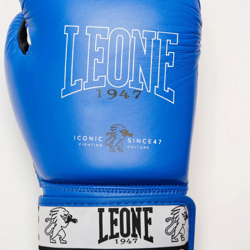 LEONE Gloves - BUFALO LEATHER Muay Thai / Kick Boxing Gloves "ICONIC" (Blue) - GN208W