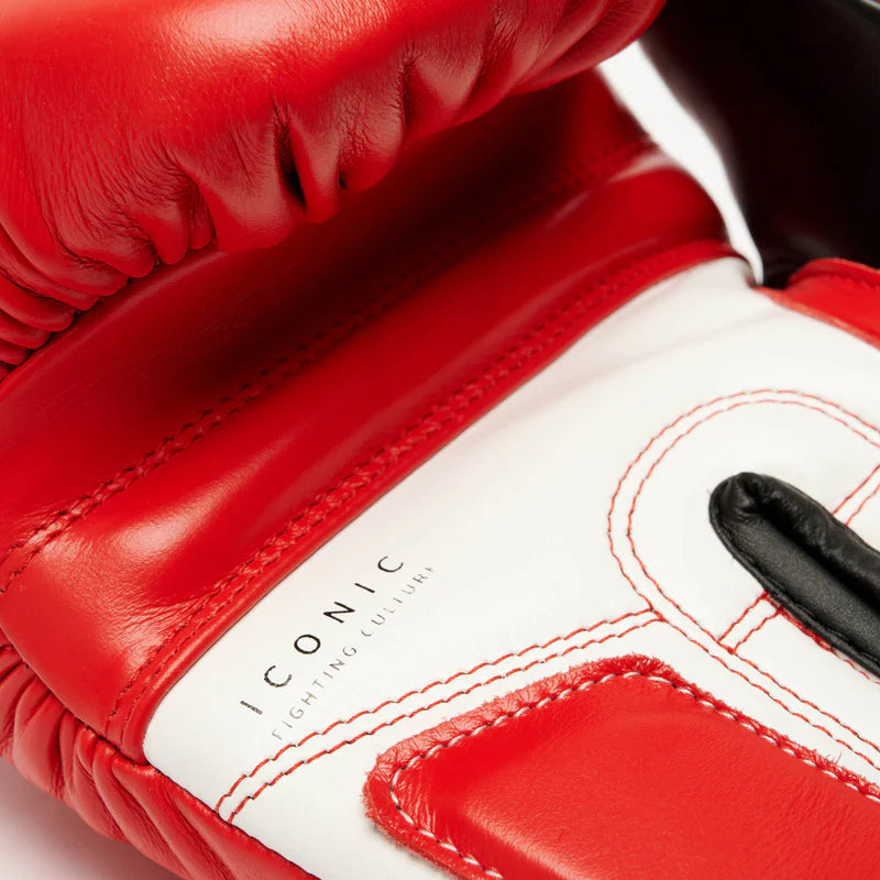 LEONE Gloves - BUFALO LEATHER Muay Thai / Kick Boxing Gloves "ICONIC" (Red) - GN208W