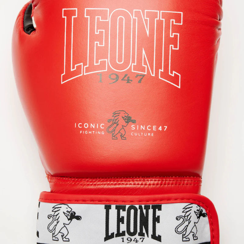 LEONE Gloves - BUFALO LEATHER Muay Thai / Kick Boxing Gloves "ICONIC" (Red) - GN208W