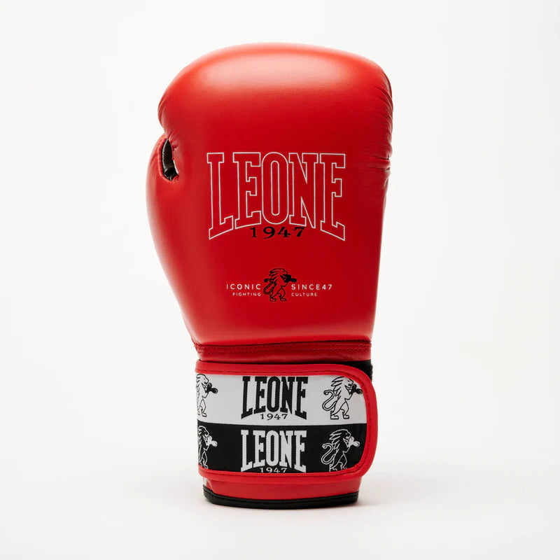 LEONE Gloves - BUFALO LEATHER Muay Thai / Kick Boxing Gloves "ICONIC" (Red) - GN208W