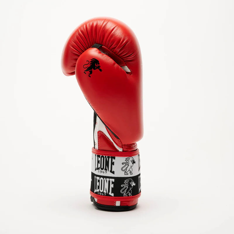 LEONE Gloves - BUFALO LEATHER Muay Thai / Kick Boxing Gloves "ICONIC" (Red) - GN208W
