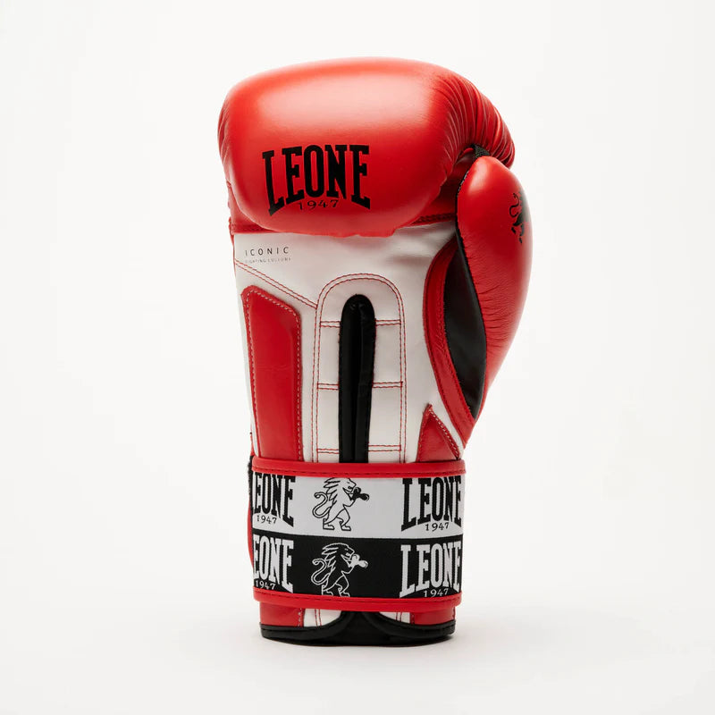 LEONE Gloves - BUFALO LEATHER Muay Thai / Kick Boxing Gloves "ICONIC" (Red) - GN208W