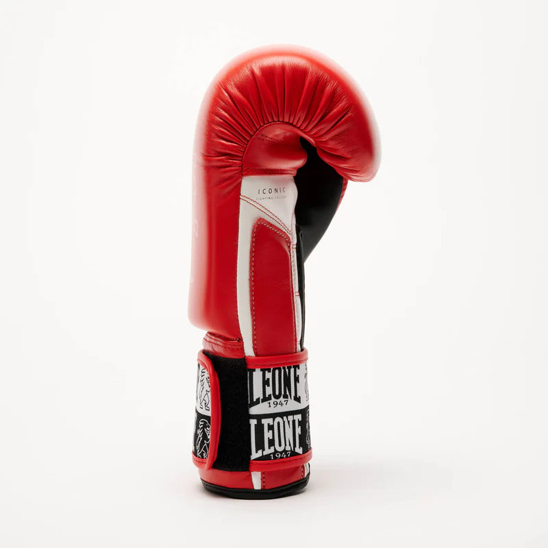 LEONE Gloves - BUFALO LEATHER Muay Thai / Kick Boxing Gloves "ICONIC" (Red) - GN208W