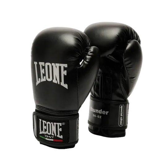 LEONE Gloves - JUNIOR Muay Thai / Boxing Gloves "Thunder" (Black) - GN383J