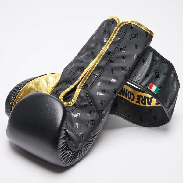 LEONE Gloves - Boxing Gloves "DNA" (Black-Gold) - GN220