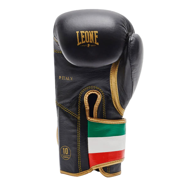 LEONE Gloves - GENUINE LEATHER Muay Thai / Boxing Gloves "ITALY '47" (Black-Gold) - GN039