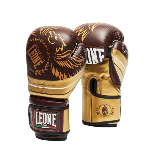 LEONE Gloves - BUFALO LEATHER Muay Thai / Boxing Gloves "LEGIONARIVS" (Brown-Gold) - GN202