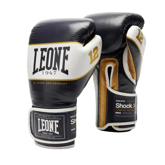 LEONE Gloves - LEATHER Muay Thai / Boxing Gloves "SHOCK X - Blue" - GN047X