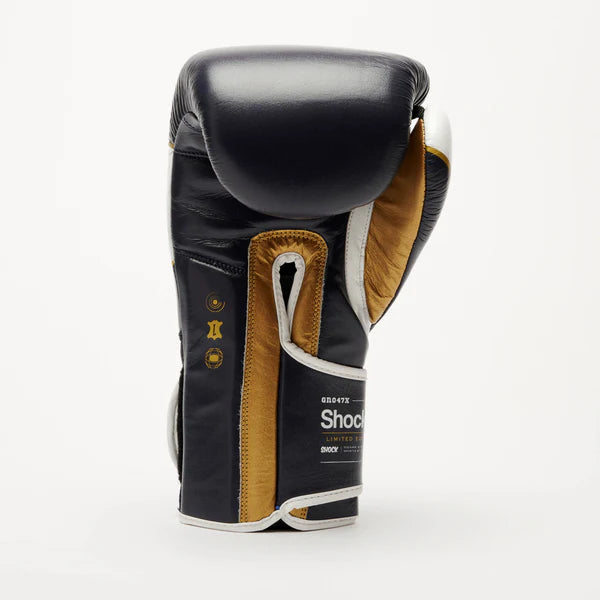 LEONE Gloves - LEATHER Muay Thai / Boxing Gloves "SHOCK X - Blue" - GN047X