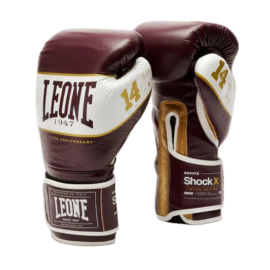 LEONE Gloves - LEATHER Muay Thai / Boxing Gloves "SHOCK X - Bordeaux" - GN047X