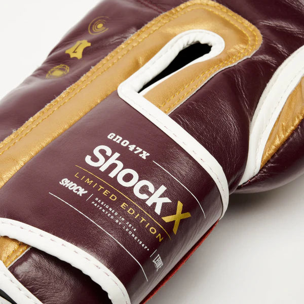 LEONE Gloves - LEATHER Muay Thai / Boxing Gloves "SHOCK X - Bordeaux" - GN047X