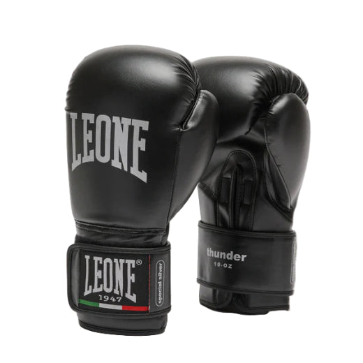 LEONE Gloves - Muay Thai / Boxing Gloves "Thunder" (Black) - GN383