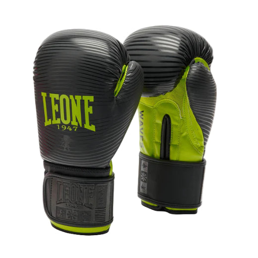 LEONE Gloves - Boxing Gloves "Waves" (Black-Green) - GN313
