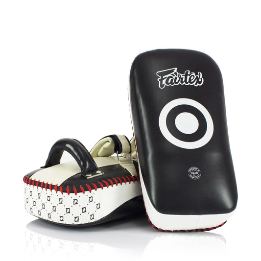 Fairtex CURVED KICK PADS EXTRA THICK (Black / White) -KPLC3