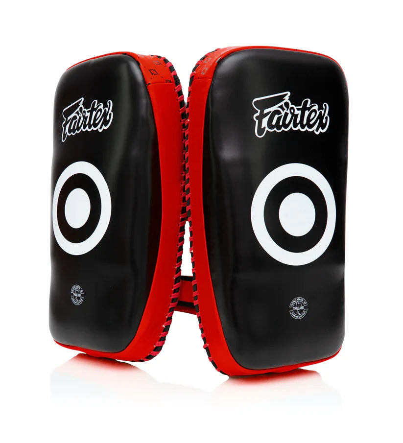 Fairtex CURVED KICK PADS EXTRA THICK (Black/Red) -KPLC3