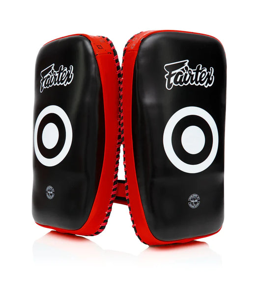 Fairtex CURVED KICK PADS EXTRA THICK (Black/Red) -KPLC3