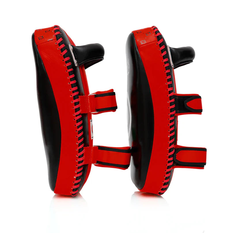 Fairtex CURVED KICK PADS EXTRA THICK (Black/Red) -KPLC3