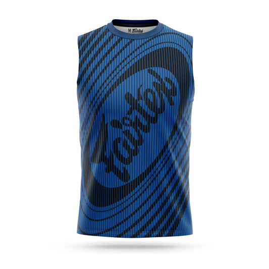 Fairtex SHIRT SLEEVELESS THAI STRIPES SPORT (Blue/Black) - MTT30