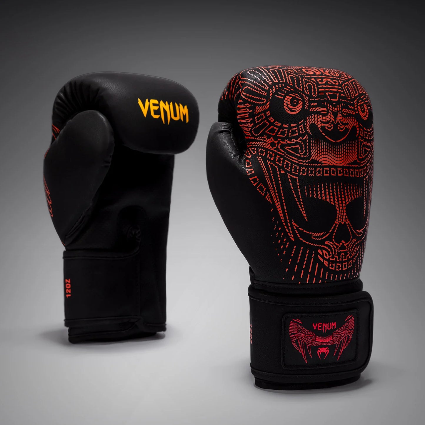 VENUM Quetzal Fury Boxing Gloves (Black/Fury Red/Tangerine)