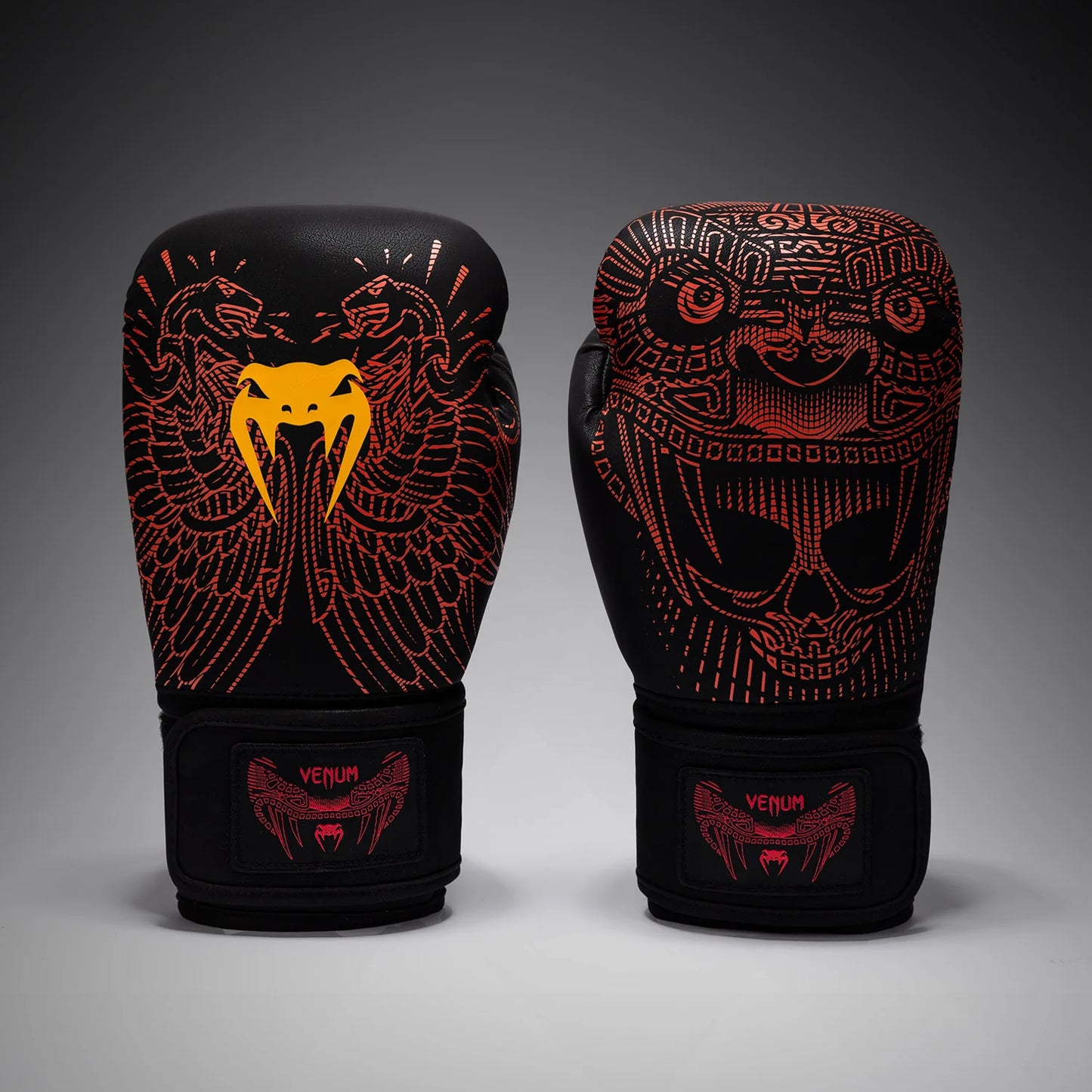 VENUM Quetzal Fury Boxing Gloves (Black/Fury Red/Tangerine)