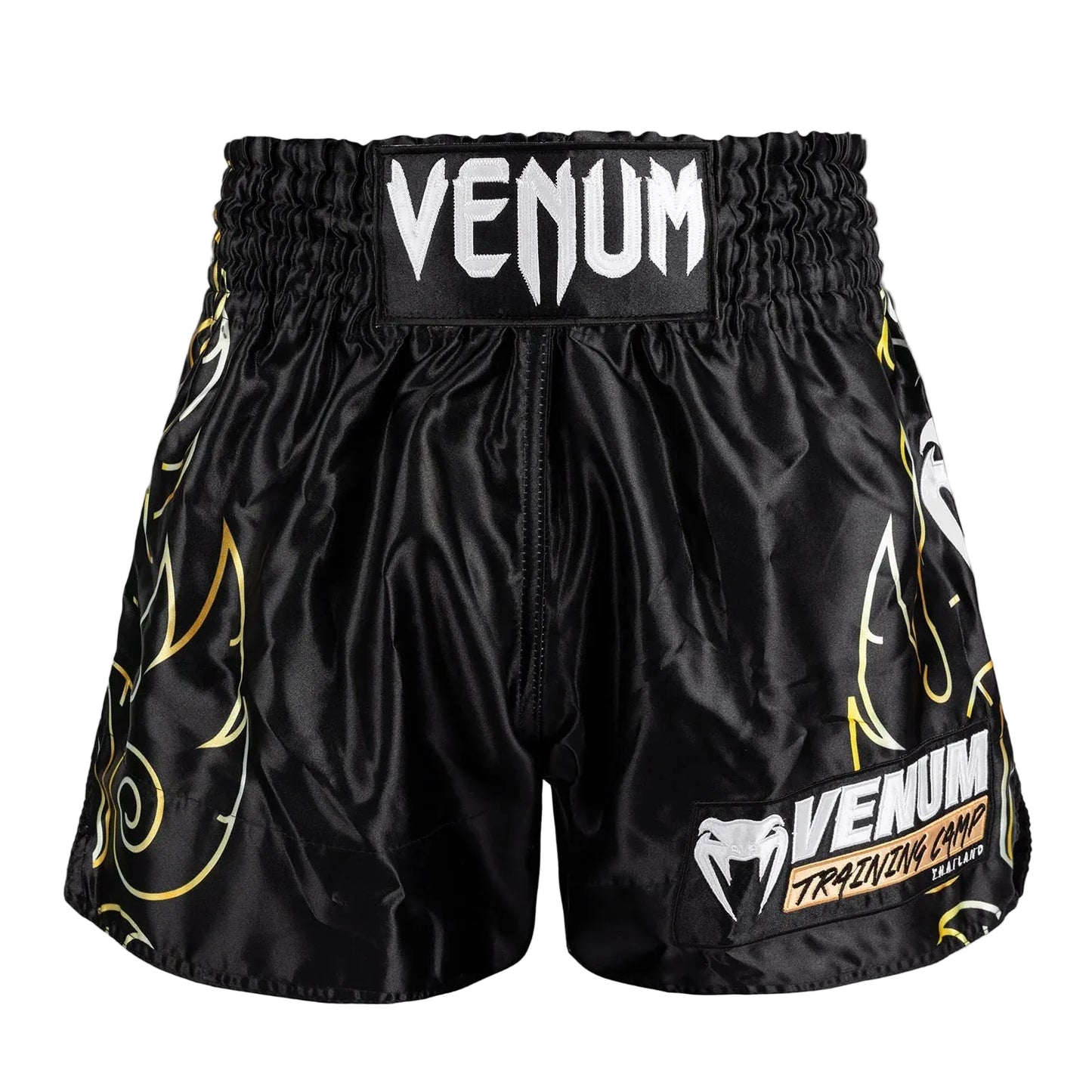VENUM VTC Flames Muay Thai Shorts - (Black/Gold)