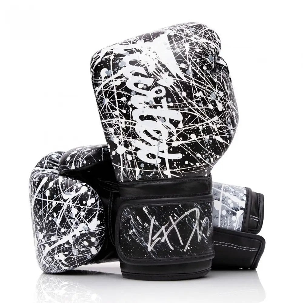 Fairtex BGV14PTbw-MUAY THAI / BOXING GLOVES (PAINTER Black / White)
