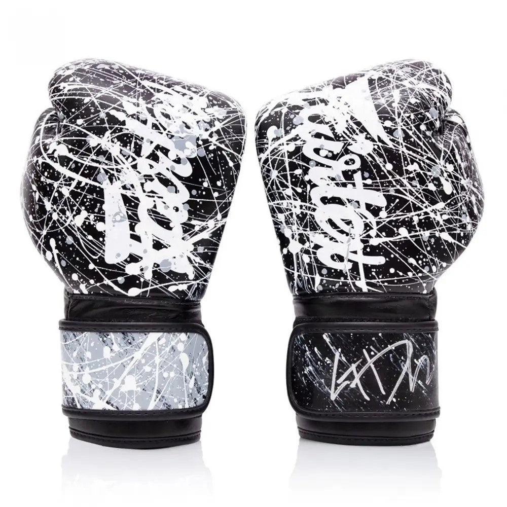 Fairtex BGV14PTbw-MUAY THAI / BOXING GLOVES (PAINTER Black / White)