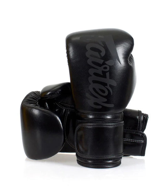 Fairtex MUAY THAI / BOXING GLOVES (Solid Black) - BGV14SB