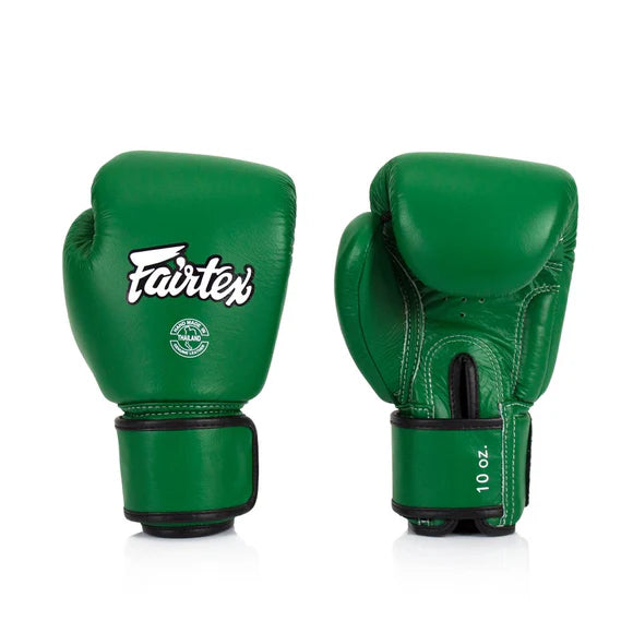 Fairtex REAL LEATHER MUAY THAI / BOXING GLOVES (Green) - BGV16