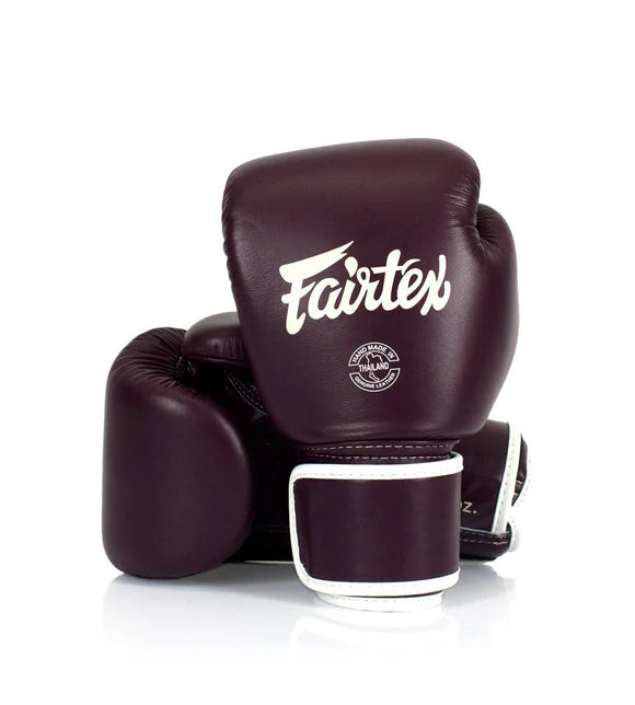 Fairtex REAL LEATHER MUAY THAI / BOXING GLOVES (Maroon) - BGV16