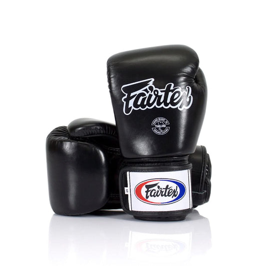 *KIDS - Fairtex MUAY THAI / BOXING GLOVES (Black) Premium Leather - BGV1