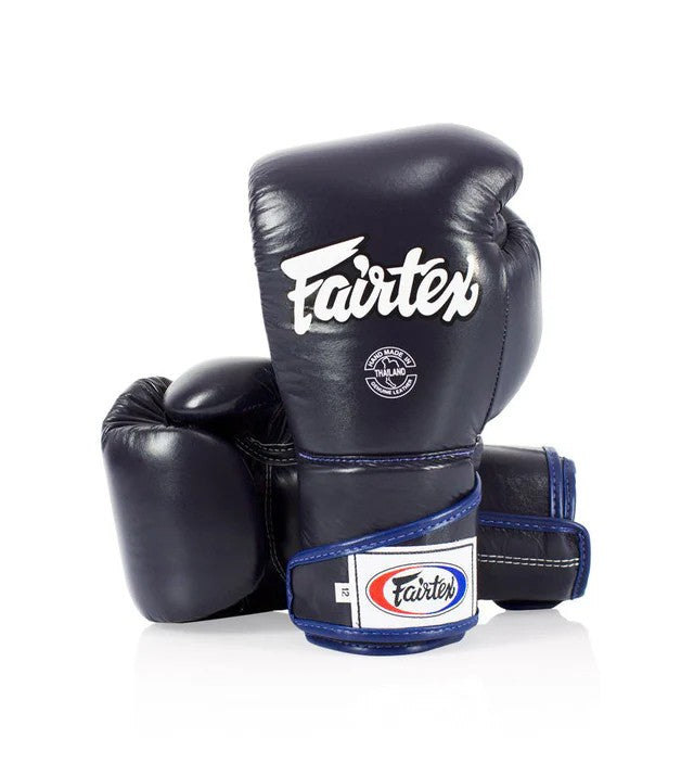 Fairtex BGV6 - Stylish Angular Sparring Gloves (Locked Thumb) (Blue) Premium Leather