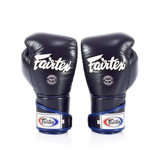 Fairtex BGV6 - Stylish Angular Sparring Gloves (Locked Thumb) (Blue) Premium Leather