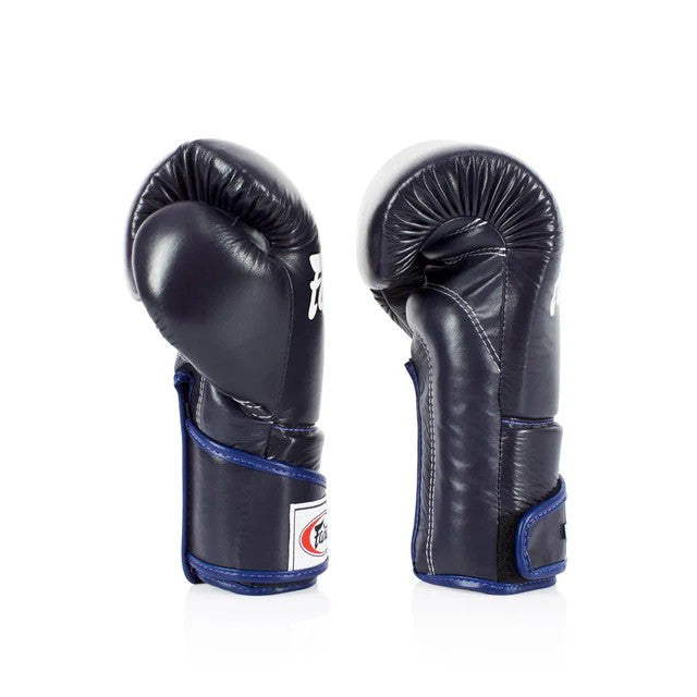 Fairtex BGV6 - Stylish Angular Sparring Gloves (Locked Thumb) (Blue) Premium Leather