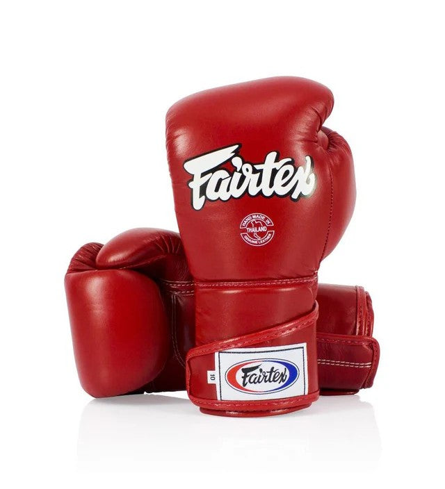 Fairtex BGV6 - Stylish Angular Sparring Gloves (Locked Thumb) (Red) Premium Leather
