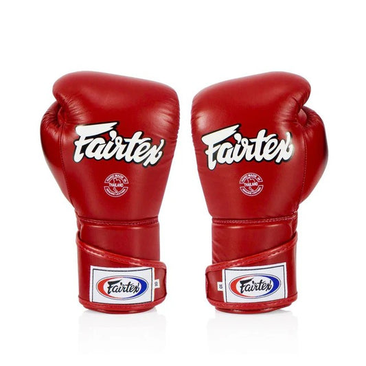 Fairtex BGV6 - Stylish Angular Sparring Gloves (Locked Thumb) (Red) Premium Leather