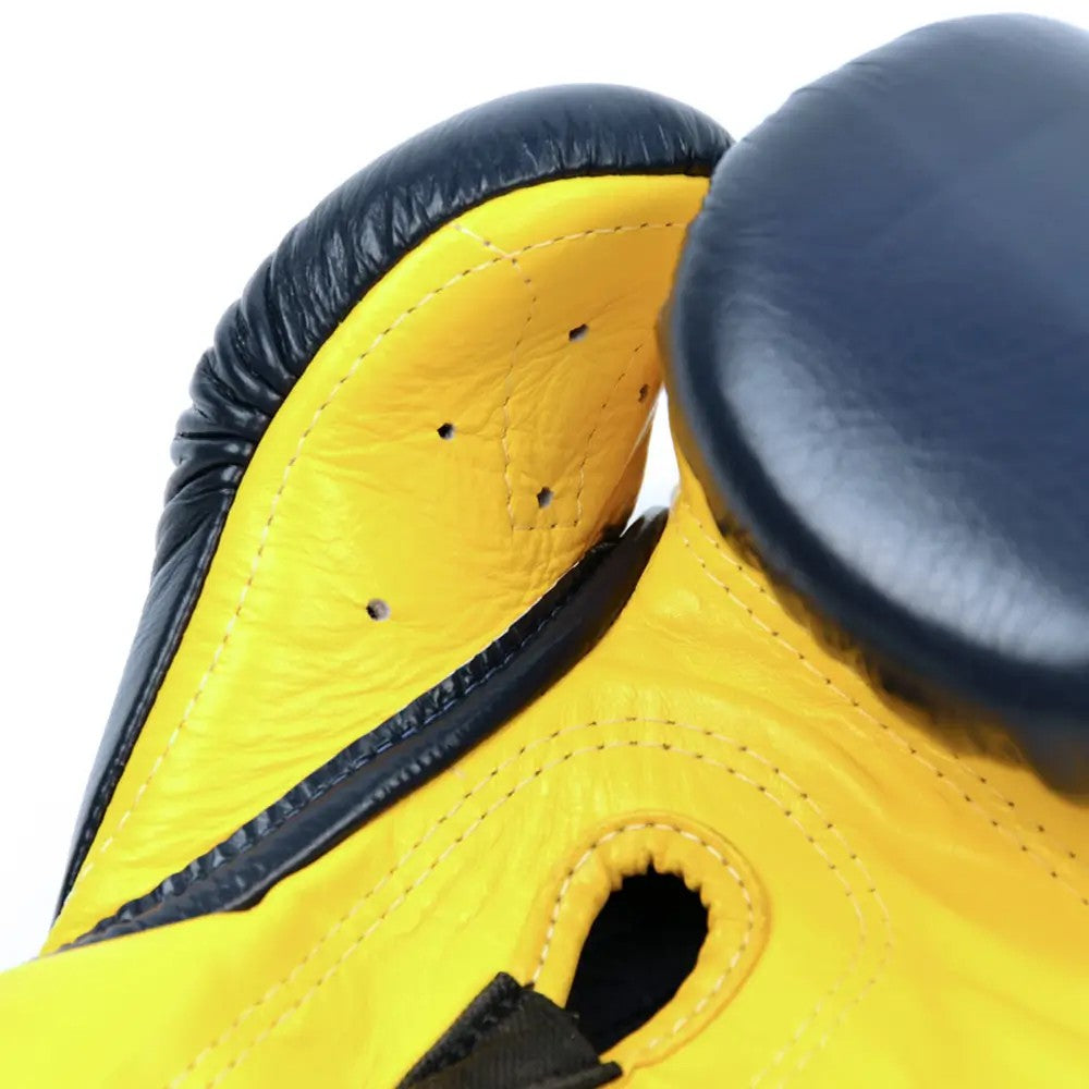 Fairtex BGV9 - Heavy Hitter's "Mexican Style" Gloves (Blue / Yellow) Genuine Leather