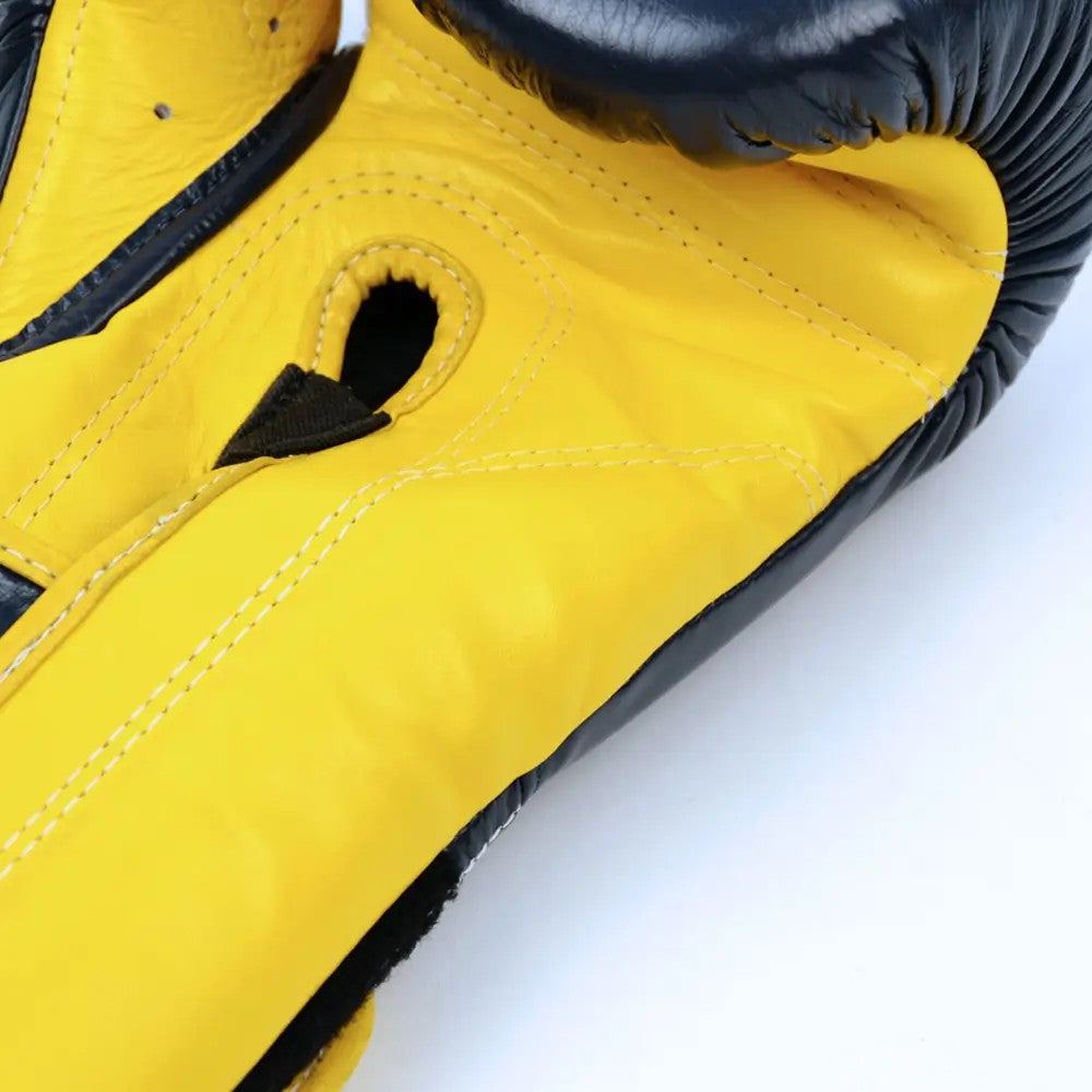 Fairtex BGV9 - Heavy Hitter's "Mexican Style" Gloves (Blue / Yellow) Genuine Leather