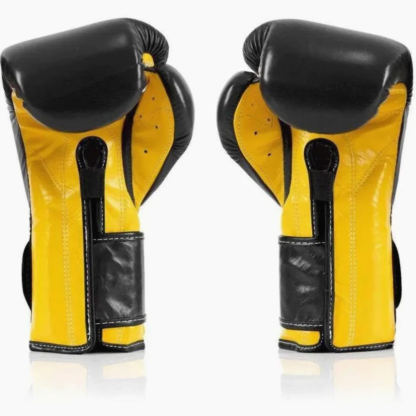 Fairtex BGV9 - Heavy Hitter's "Mexican Style" Gloves (Black / Yellow) Genuine Leather