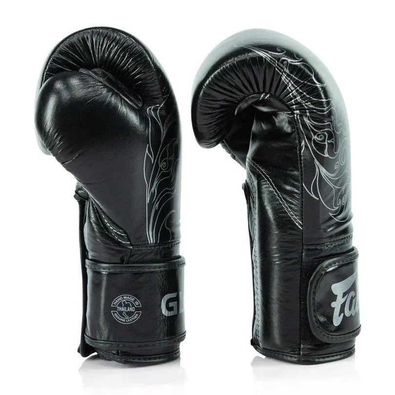 Fairtex BGVG3 - BOXING GLOVES "X GLORY KICKBOXING Valco Black Silver" Genuine Leather