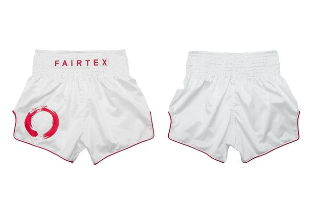 Fairtex MUAY THAI / BOXING SHORTS "ENSO" (White) - BS1918
