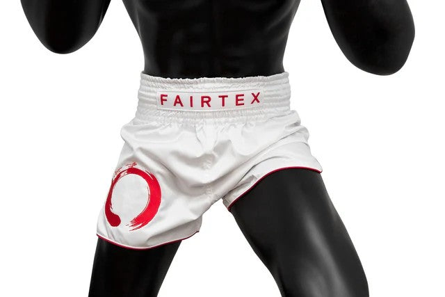 Fairtex MUAY THAI / BOXING SHORTS "ENSO" (White) - BS1918