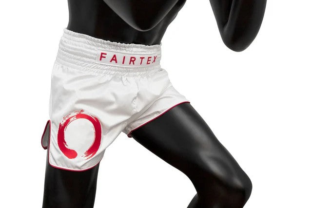 Fairtex MUAY THAI / BOXING SHORTS "ENSO" (White) - BS1918