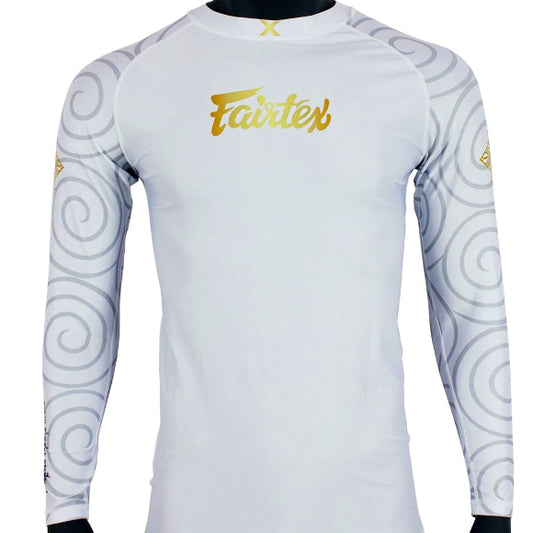 Fairtex LONG SLEEVE RASHGUARD "Hanuman" (White) - RG7