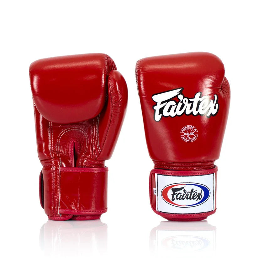 *KIDS - Fairtex MUAY THAI / BOXING GLOVES (Red) Premium Leather - BGV1