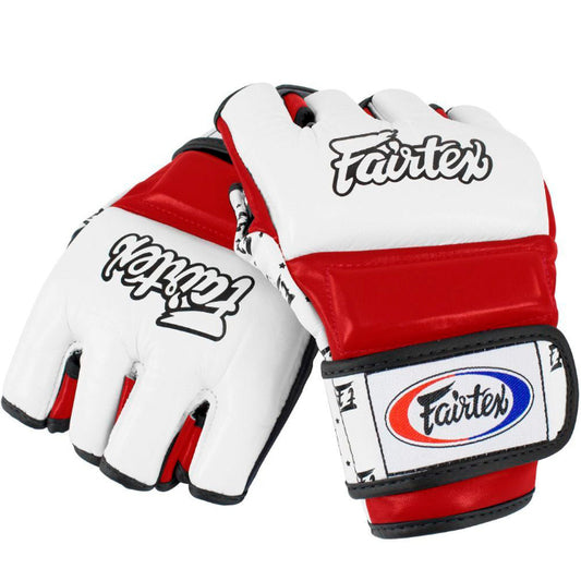 Fairtex FGV17-MMA ULTIMATE COMBAT GLOVES WHITE / RED "Split Knuckles"