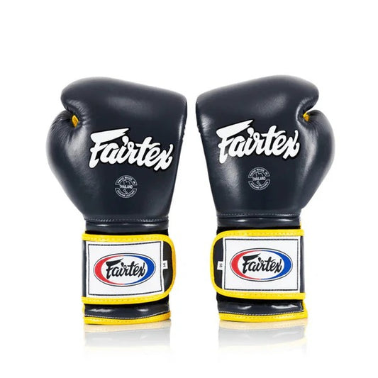Fairtex BGV9 - Heavy Hitter's "Mexican Style" Gloves (Blue / Yellow) Genuine Leather