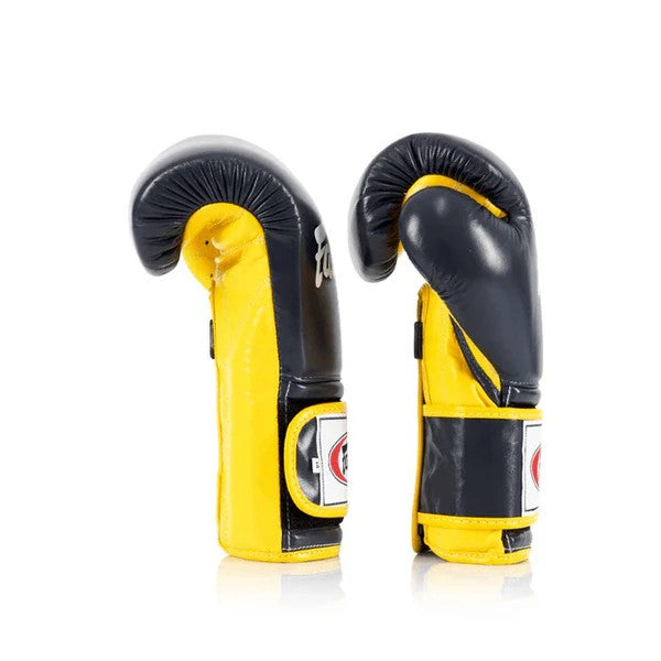 Fairtex BGV9 - Heavy Hitter's "Mexican Style" Gloves (Blue / Yellow) Genuine Leather