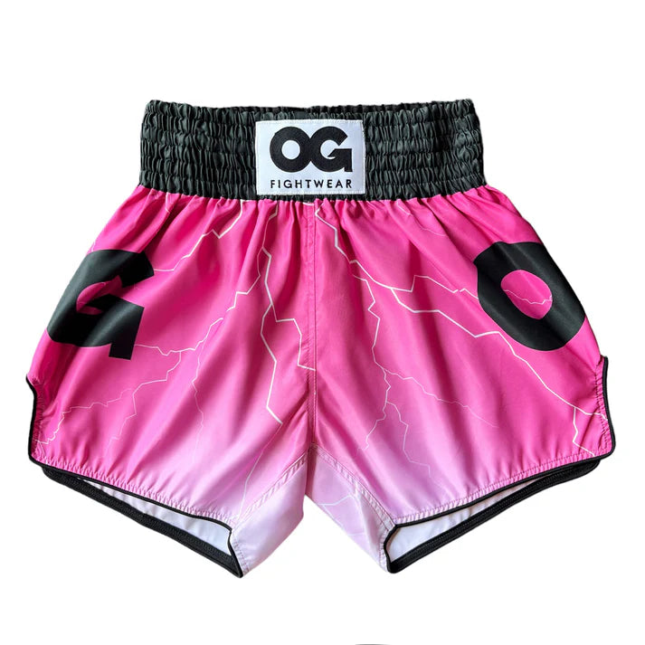 OG - Lighting Muay Thai Short - (Black/Pink)